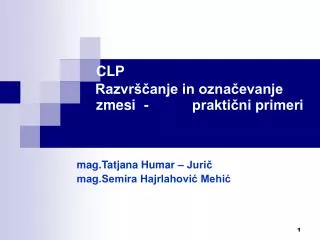 CLP Razvrščanje in označevanje 		zmesi - 	praktični primeri