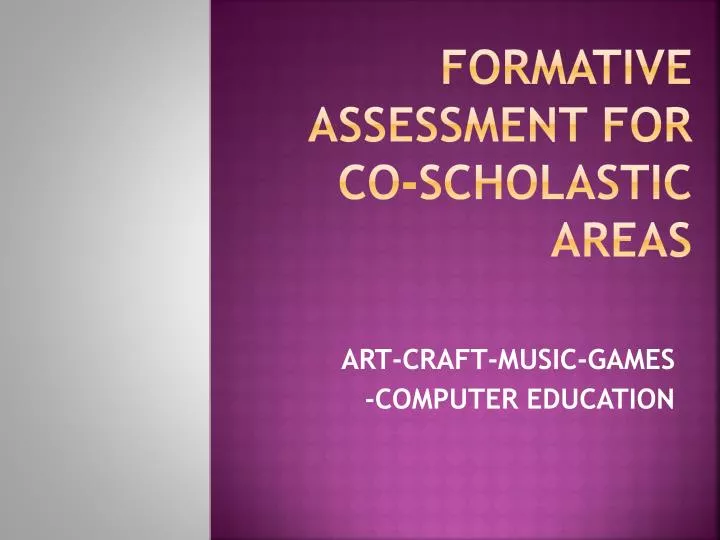 formative assessment for co scholastic areas
