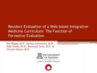 Resident Evaluation of a Web-based Integrative Medicine Curriculum: The Function of Formative Evaluation