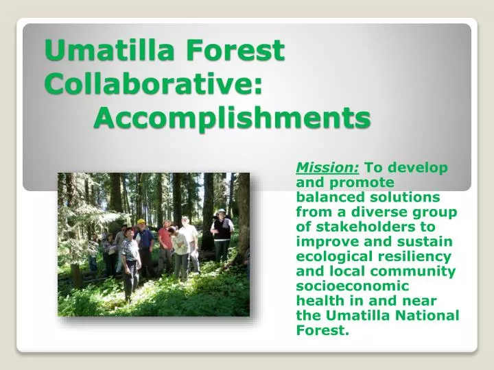 umatilla forest collaborative accomplishments
