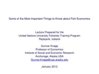Some of the Most Important Things to Know about Fish Economics