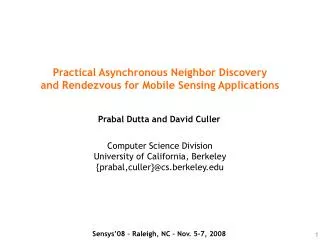 Practical Asynchronous Neighbor Discovery and Rendezvous for Mobile Sensing Applications