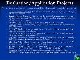 Evaluation/Application Projects