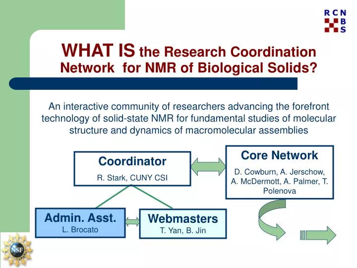 what is the research coordination network for nmr of biological solids