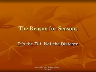 The Reason for Seasons