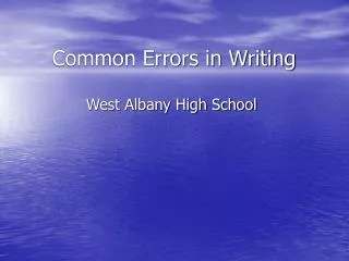 Common Errors in Writing