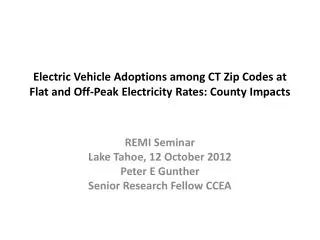 Electric Vehicle Adoptions among CT Zip Codes at Flat and Off-Peak Electricity Rates: County Impacts