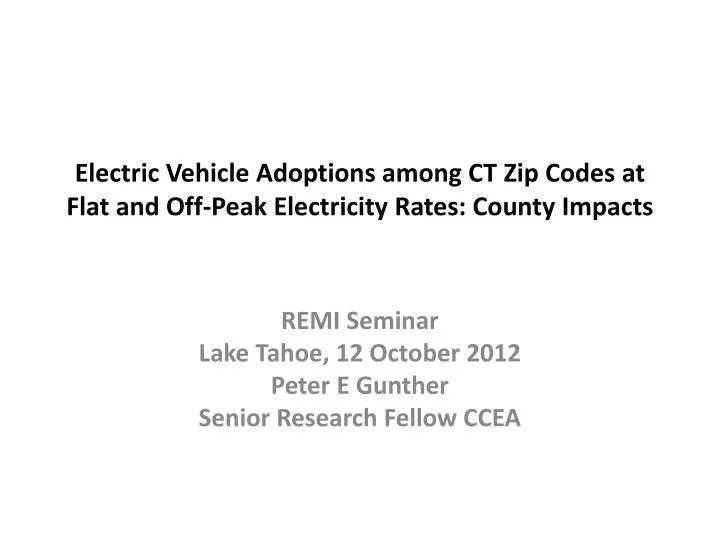electric vehicle adoptions among ct zip codes at flat and off peak electricity rates county impacts
