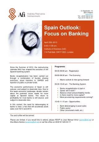 Spain Outlook: Focus on Banking