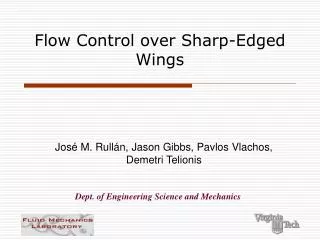 Flow Control over Sharp-Edged Wings