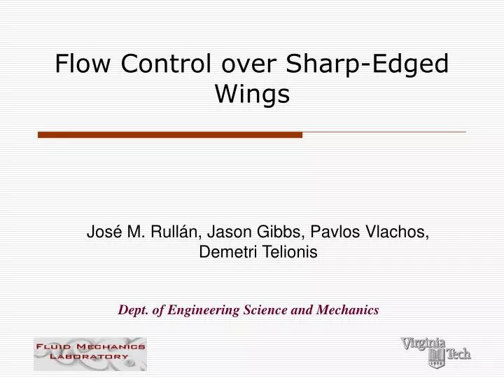 flow control over sharp edged wings