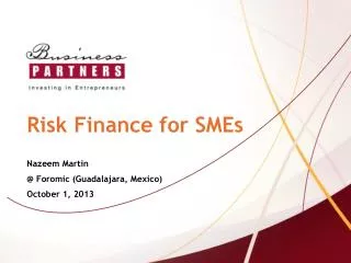 Risk Finance for SMEs