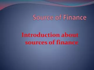 Source of Finance