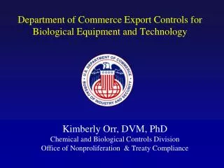 Department of Commerce Export Controls for Biological Equipment and Technology