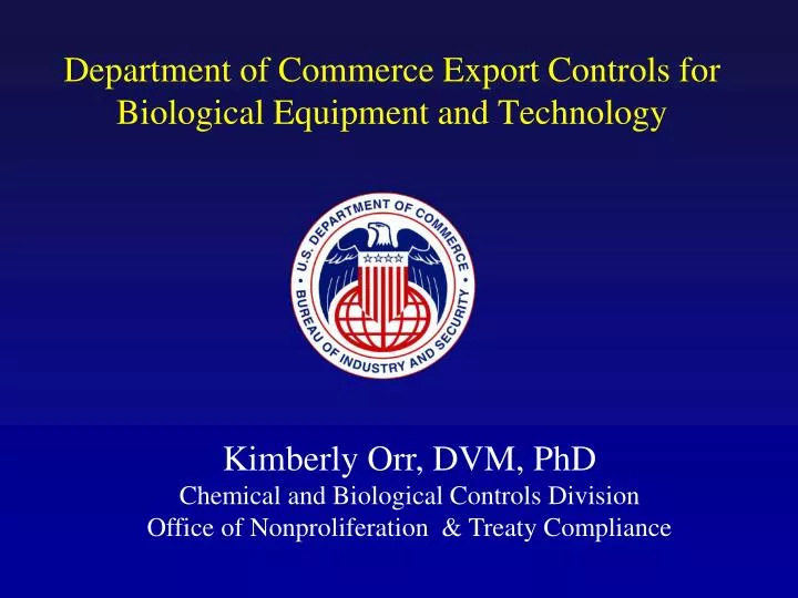 department of commerce export controls for biological equipment and technology