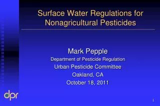 Surface Water Regulations for Nonagricultural Pesticides