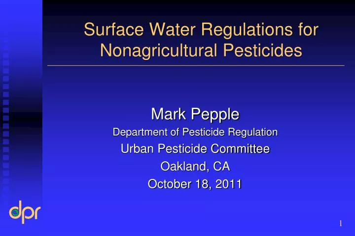 surface water regulations for nonagricultural pesticides