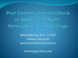 Post-Conversation Feedback in Adults with Right-Hemisphere Brain Damage