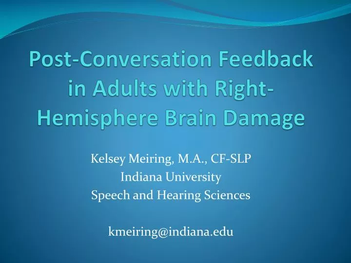 post conversation feedback in adults with right hemisphere brain damage