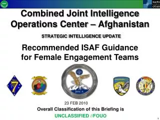 Combined Joint Intelligence Operations Center – Afghanistan STRATEGIC INTELLIGENCE UPDATE