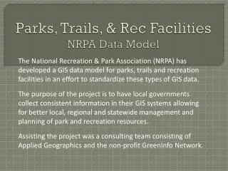 Parks, Trails, &amp; Rec Facilities NRPA Data Model