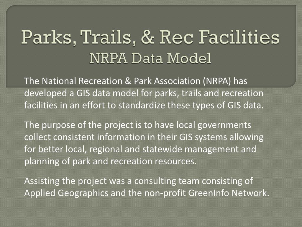 Park Program Data Analysis PPT - Parks, Trails, & Rec Facilities NRPA Data Model PowerPoint ...