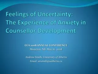 feelings of uncertainty the experience of anxiety in counsellor development