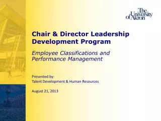 Chair &amp; Director Leadership Development Program