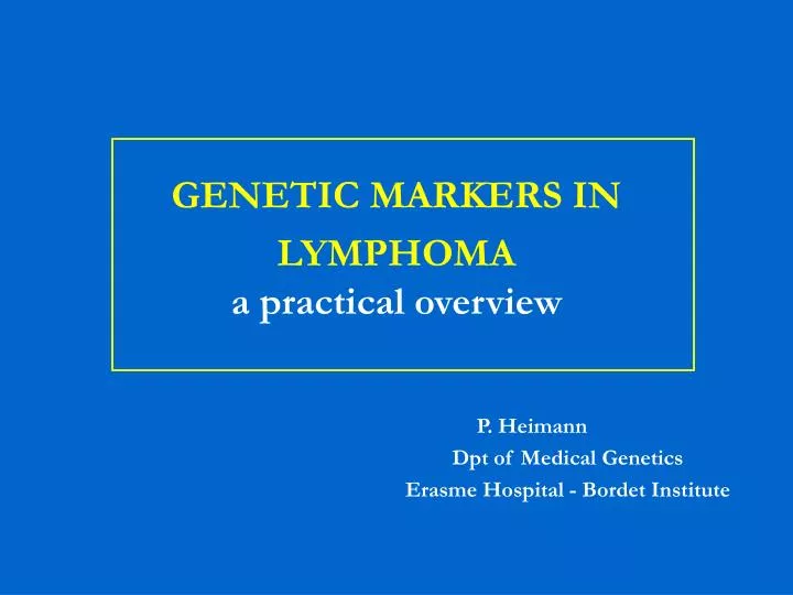 genetic markers in lymphoma a practical overview
