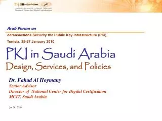PKI in Saudi Arabia Design, Services, and Policies