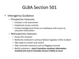 GLBA Section 501