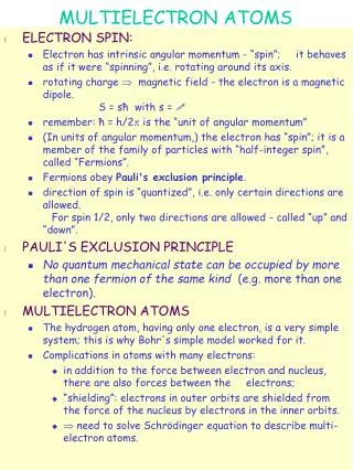 multielectron atoms
