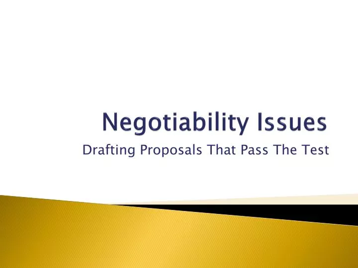 negotiability issues