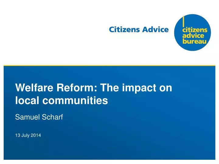 welfare reform the impact on local communities