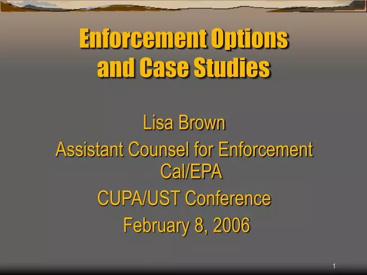 enforcement options and case studies