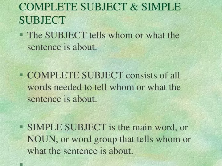 complete subject simple subject