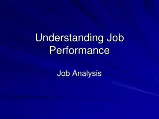 Understanding Job Performance