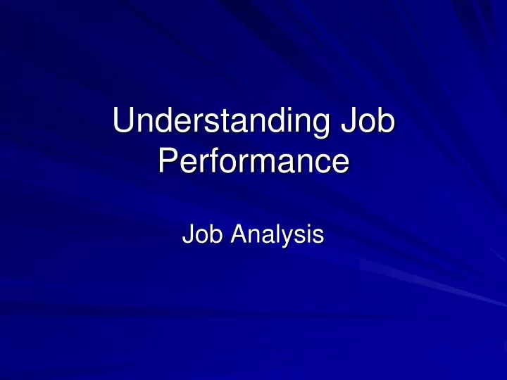 understanding job performance