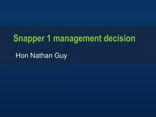 Snapper 1 management decision