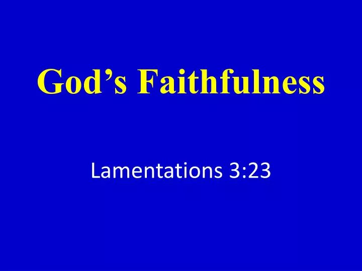 god s faithfulness