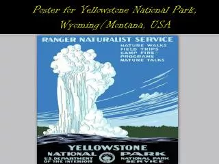 Poster for Yellowstone National Park, Wyoming/Montana, USA