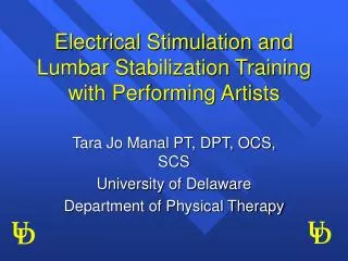 Electrical Stimulation and Lumbar Stabilization Training with Performing Artists