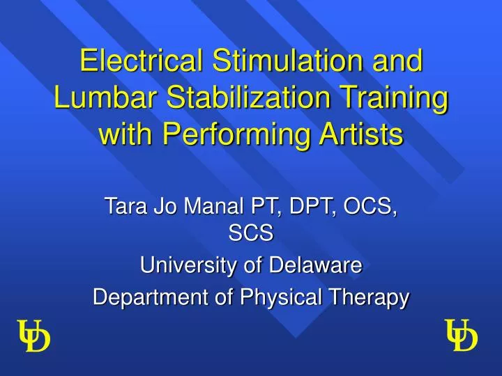 electrical stimulation and lumbar stabilization training with performing artists