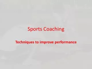 Sports Coaching