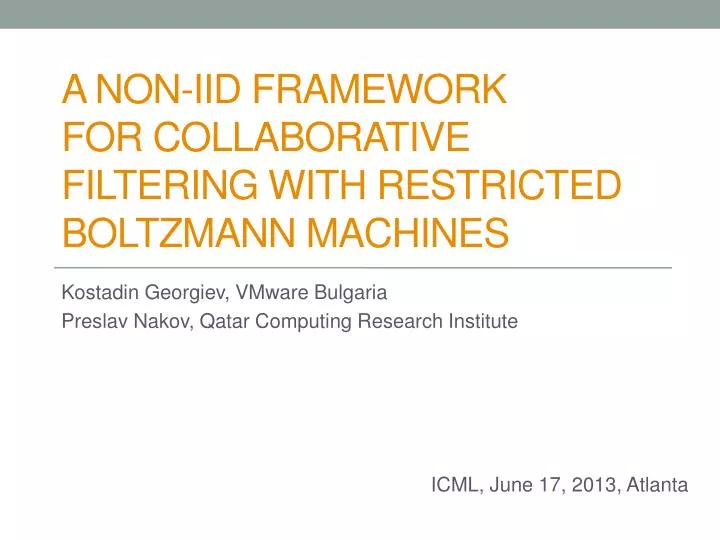 a non iid framework for collaborative filtering with restricted boltzmann machines