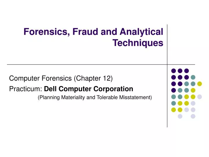 forensics fraud and analytical techniques
