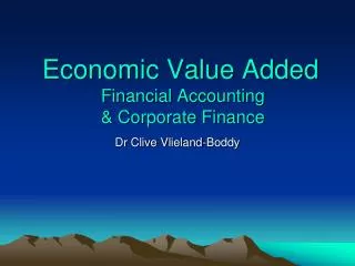 Economic Value Added Financial Accounting &amp; Corporate Finance