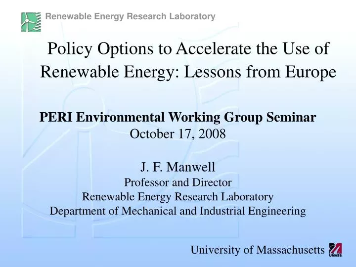 policy options to accelerate the use of renewable energy lessons from europe