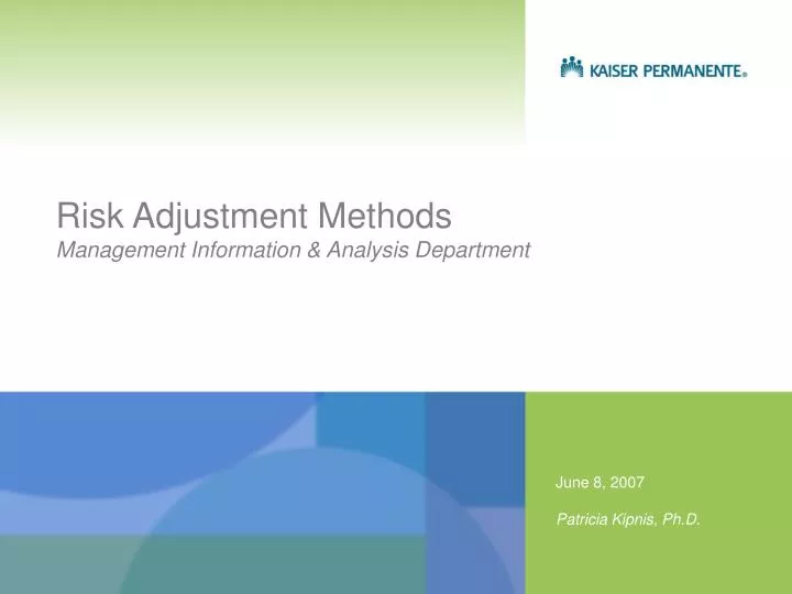 risk adjustment methods management information analysis department