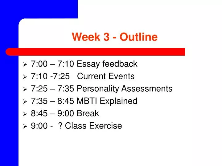 week 3 outline